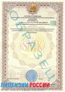 Образец сертификата соответствия (приложение) Светлый Яр Сертификат ISO 13485